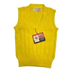 Vintage Y2K French Toast Boys Size 4 Yellow Sweater Vest 100% Acrylic NWT